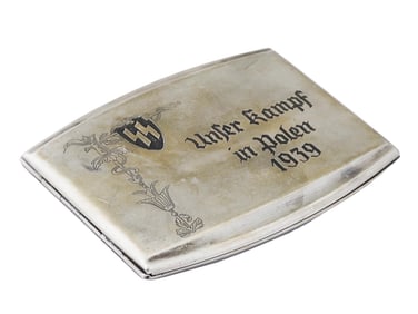 WWII NAZI GERMAN SILVER CIGARETTE CASE 1939 POLAND