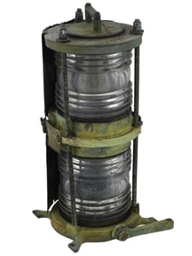 ANTIQUE AMERICAN BRASS DOUBLE STACKED MARITIME BEACON