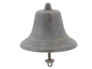 ANTIQUE 1800S BRASS HANGING SHIP BELL W INSCRIPTION
