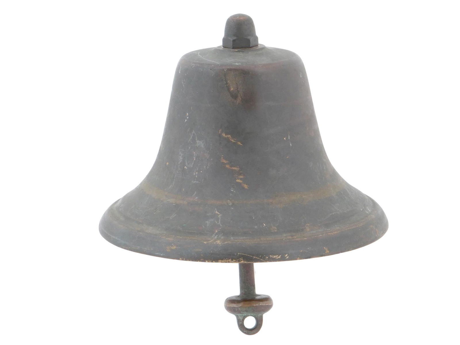 ANTIQUE 1800S BRASS HANGING SHIP BELL W INSCRIPTION (1 of 4)