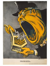 RUSSIAN SOVIET ERA ANTI AMERICAN POSTER BY MARK ABRAMOV