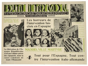 1937 SPANISH CIVIL WAR ANTI FASCIST PROPAGANDA POSTER