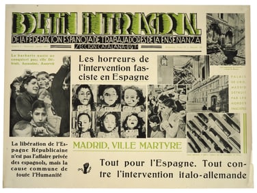 1937 SPANISH CIVIL WAR ANTI FASCIST PROPAGANDA POSTER