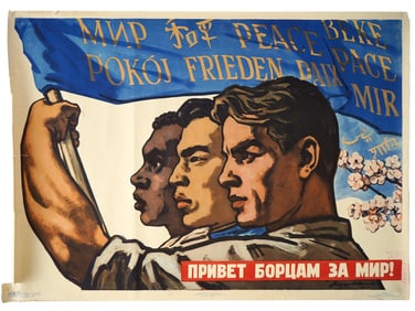 POST WWII SOVIET PROPAGANDA POSTER WORLD PEACE