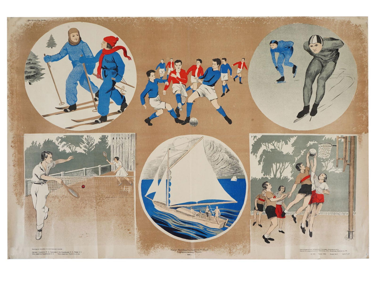 VINTAGE ORIGINAL RUSSIAN SOVIET EDUCATIONAL POSTER 1940 (1 of 9)