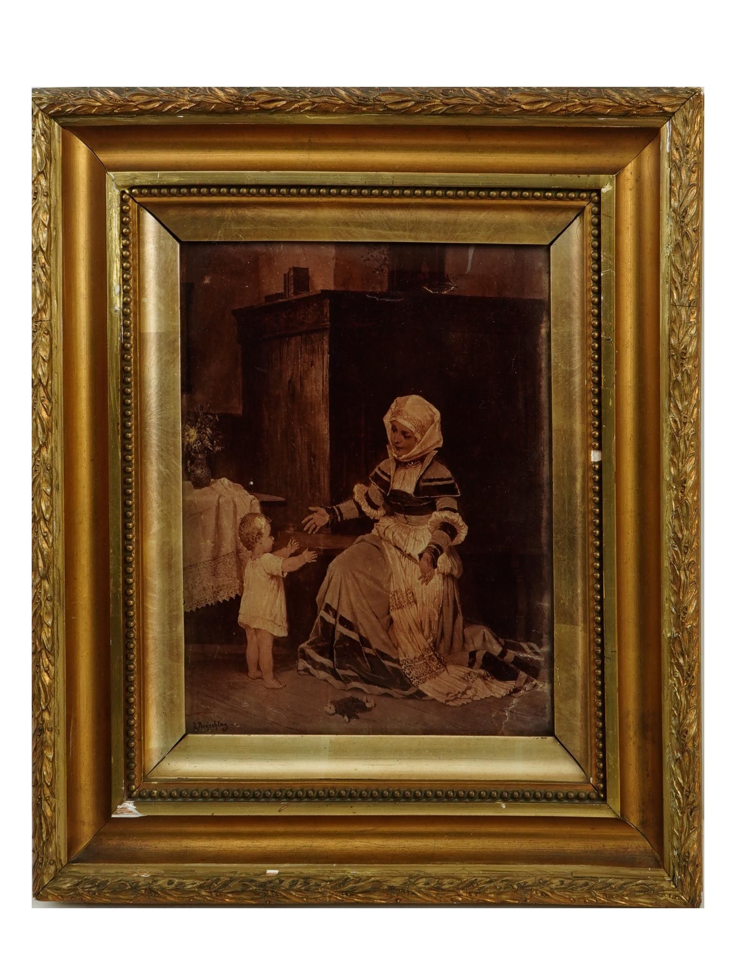 ROBERT BEYSCHLAG GERMAN GENRE OIL PAINTING (1 of 5)