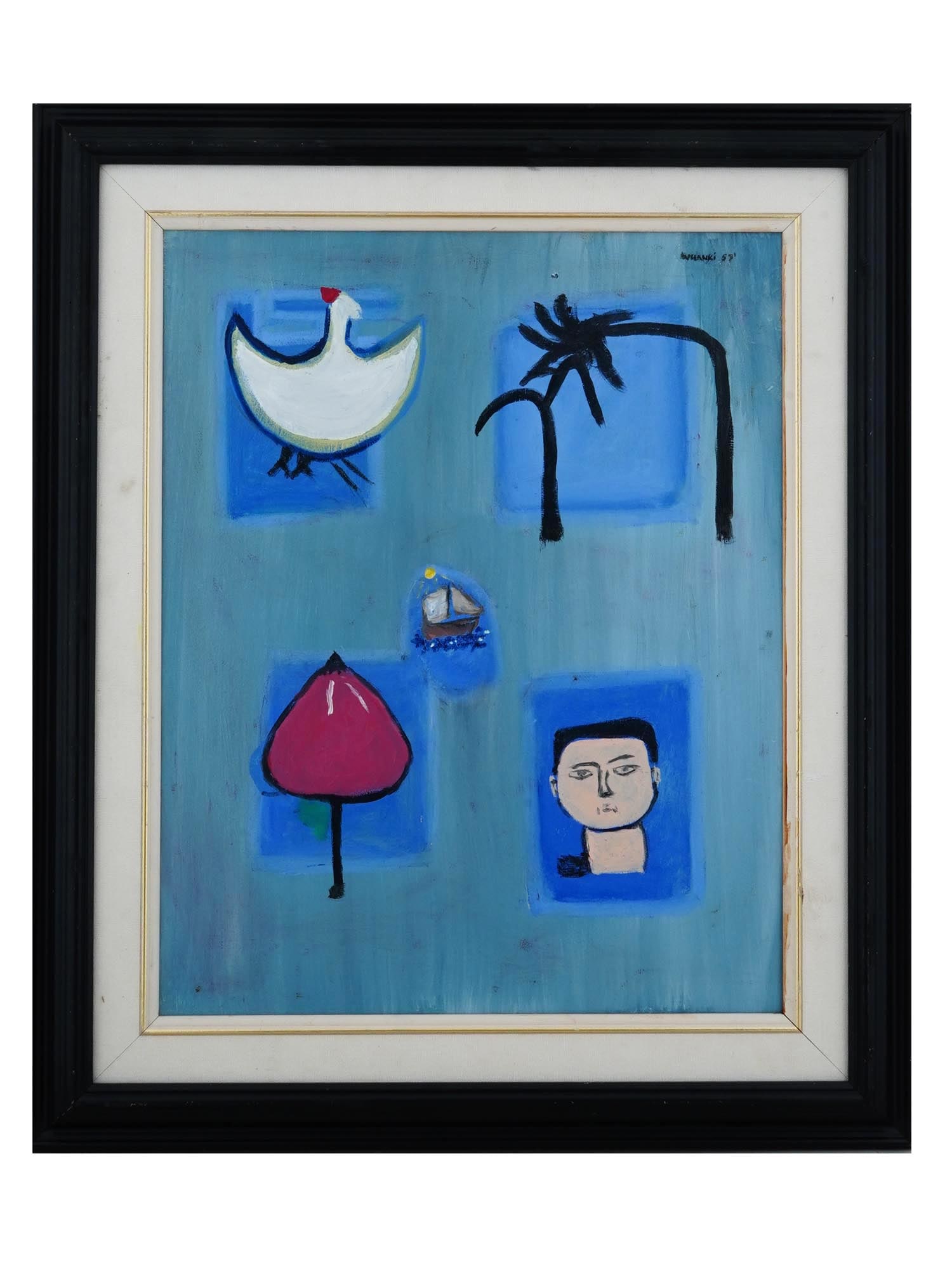 VINTAGE OIL ABSTRACT PAINTING SIGNED KIM WHANKI (1 of 6)