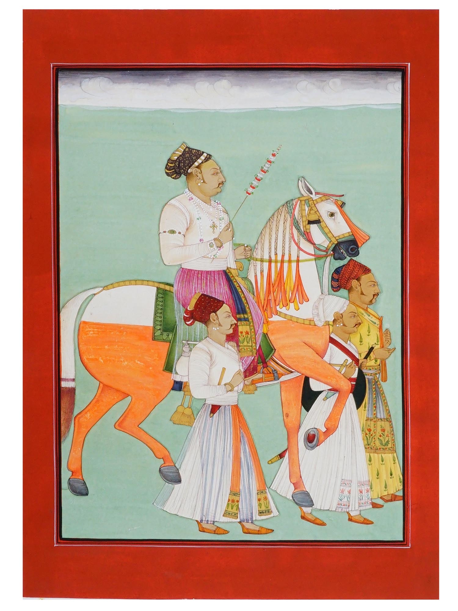 ANTIQUE INDIAN MUGHAL PORTRAIT MINIATURE PAINTING (1 of 3)