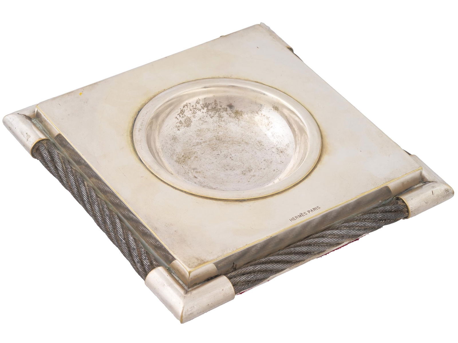 VINTAGE HERMES PARIS ASHTRAY WITH TWISTED ROPE DESIGN (1 of 5)