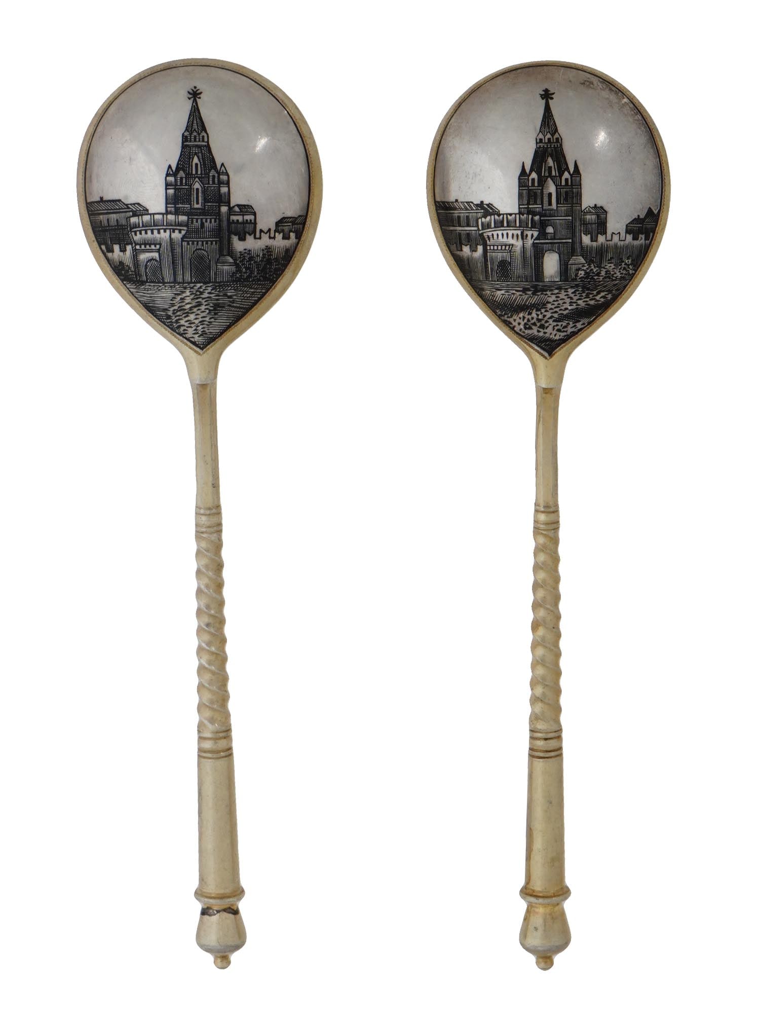 ANTIQUE RUSSIAN SILVER AND NIELLO TEA SPOONS (1 of 3)