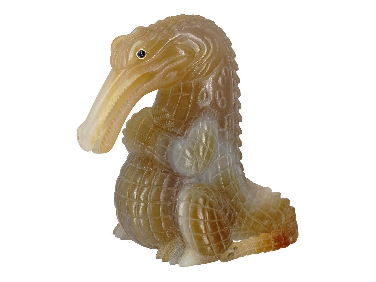 RUSSIAN HAND CARVED AGATE CROCODILE FIGURINE (1 of 7)
