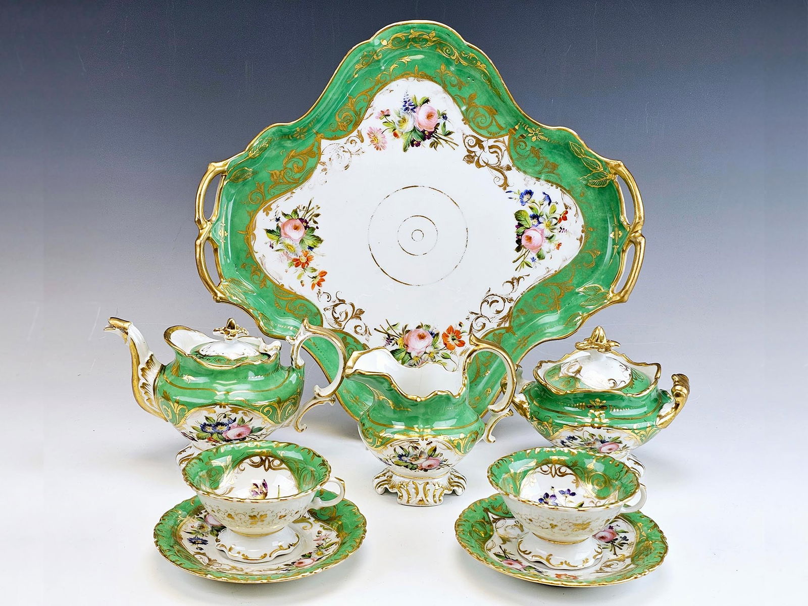 ANTIQUE FRENCH SEVRES PAINTED PORCELAIN TEA SET (1 of 8)