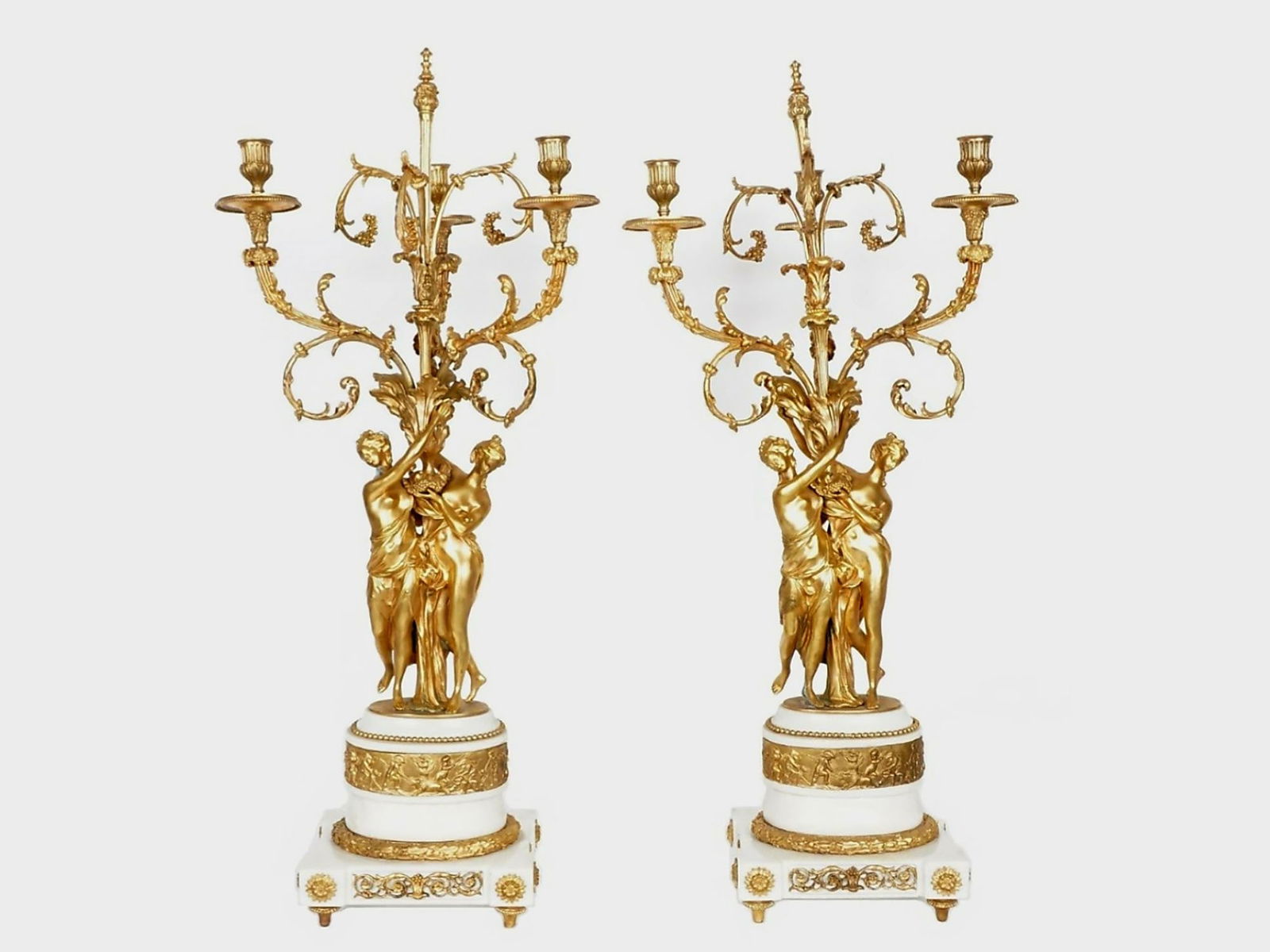 ANTIQUE 18TH C FRENCH ORMOLU AND MARBLE CANDELABRA (1 of 7)