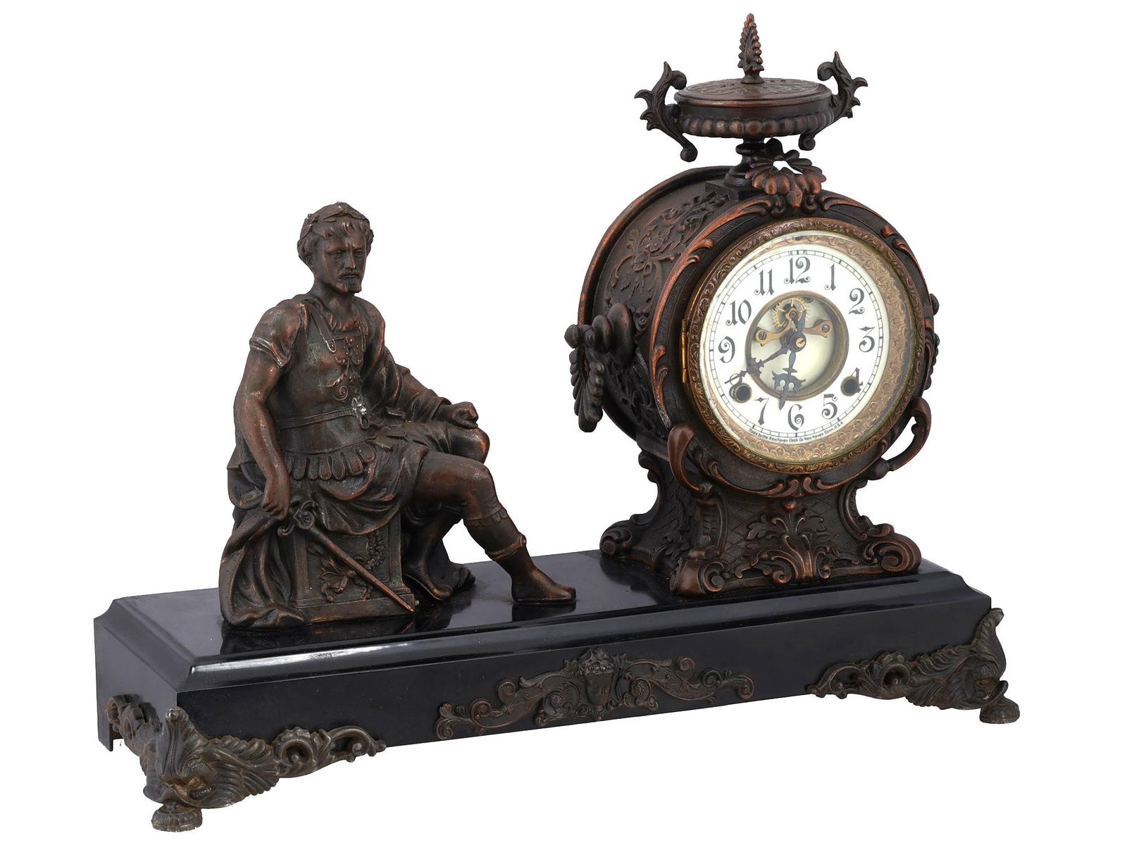 ANTIQUE NEW HAVEN CLOCK CO BRONZE MANTEL CLOCK (1 of 9)