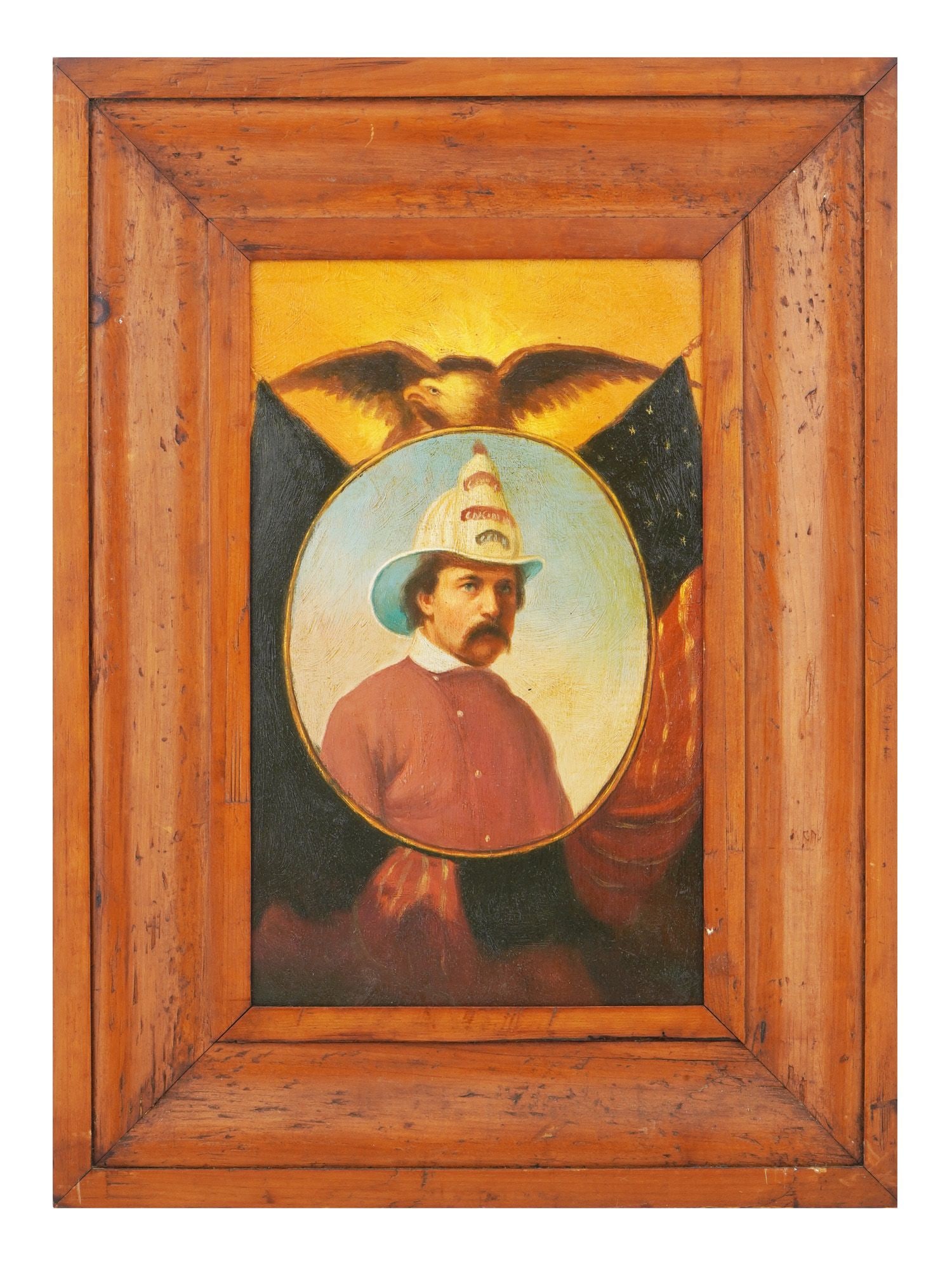 ANTIQUE AMERICAN FIREMAN OIL PORTRAIT PAINTING (1 of 4)