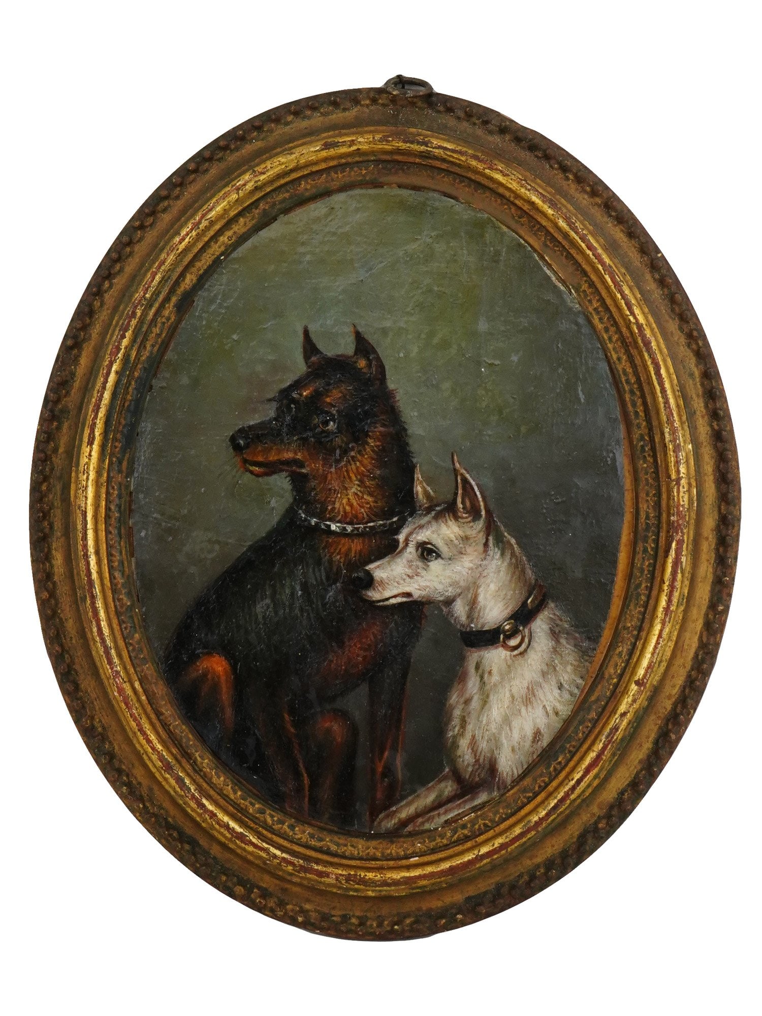 ANTIQUE 19TH C EUROPEAN DOG PORTRAIT OIL PAINTING (1 of 4)