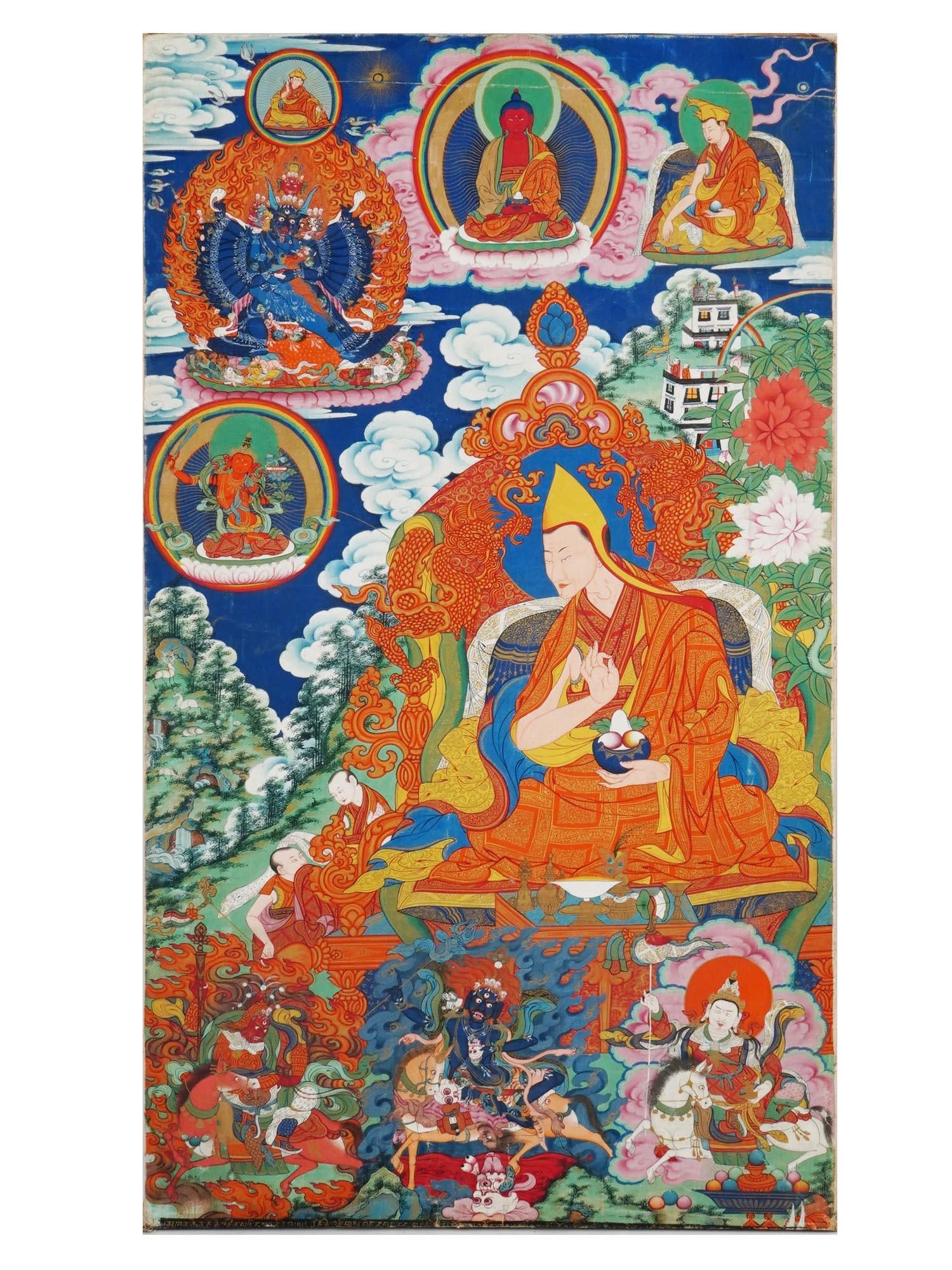 TIBETAN BUDDHIST THANGKA PAINTING ON CANVAS (1 of 8)