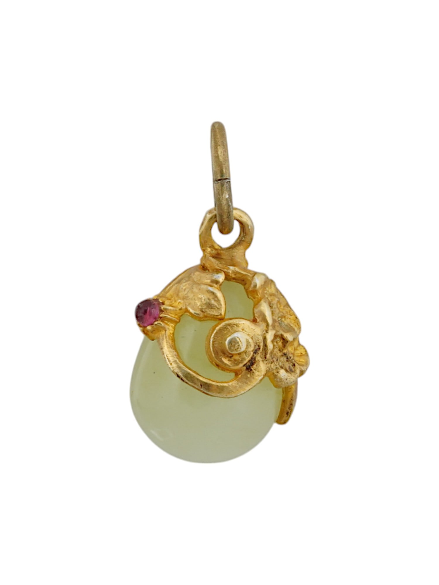 RUSSIAN GILT SILVER BOWENITE RUBY EGG PENDANT (1 of 5)
