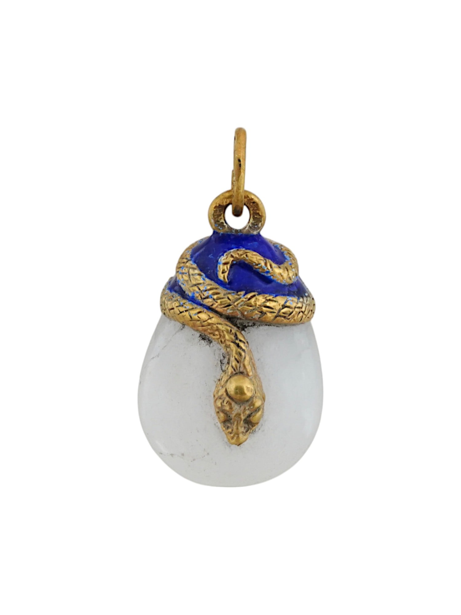 RUSSIAN 88 GILT SILVER ENAMEL QUARTZ EGG PENDANT (1 of 5)