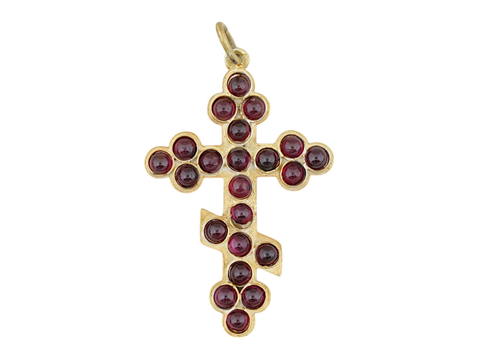 RUSSIAN GILT SILVER GARNETS CROSS CRUCIFIX PENDANT (1 of 4)