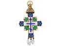 RUSSIAN SILVER ENAMEL CROSS PENDANT WITH PEARLS