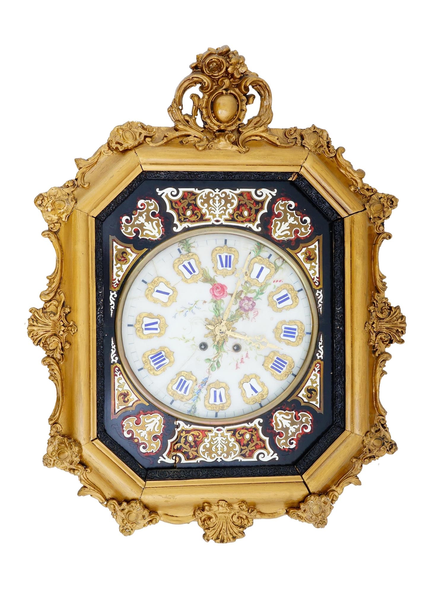 ANTIQUE 19TH C GILT WOOD PORTHOLE WALL CLOCK (1 of 13)