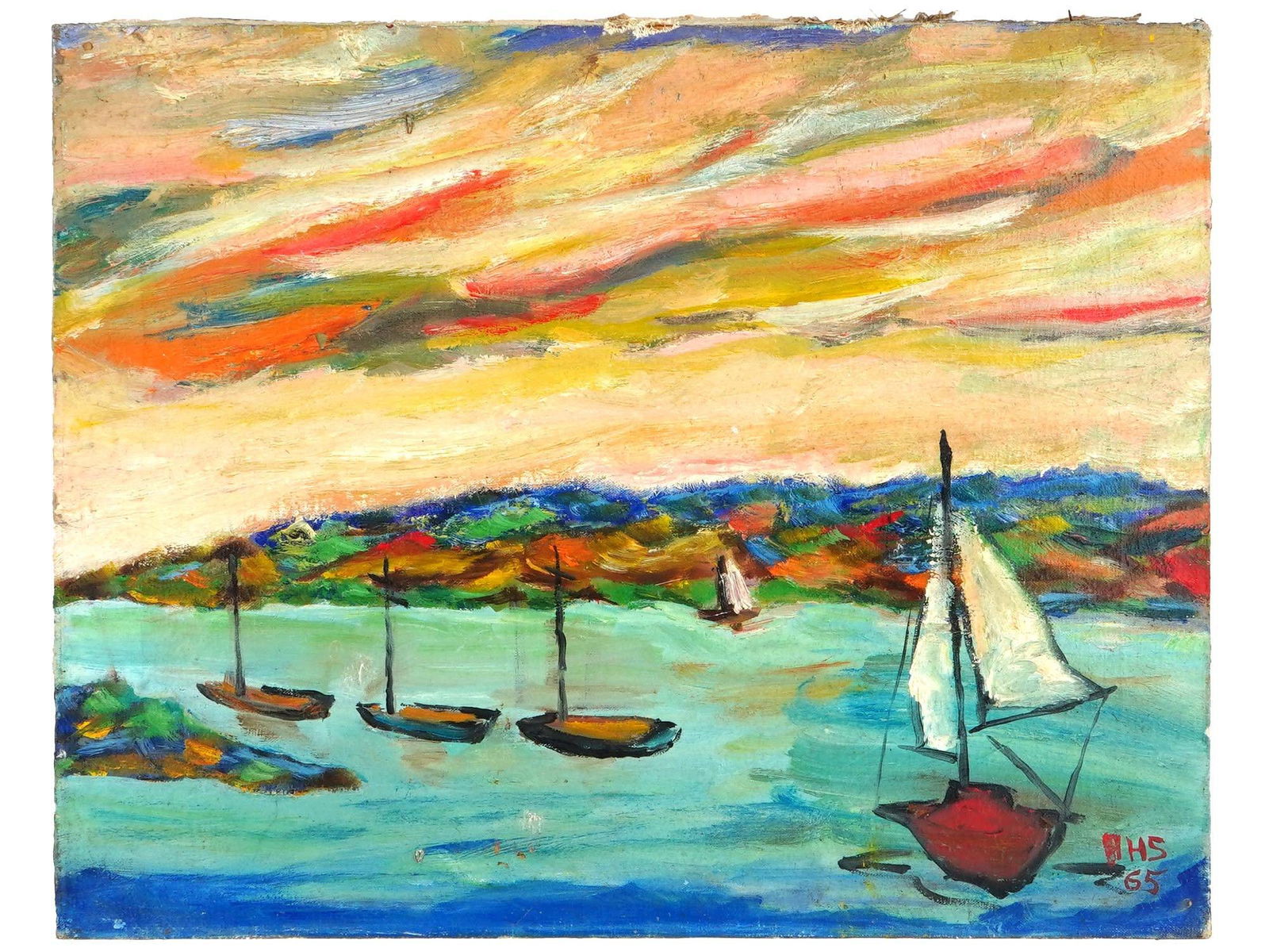 IMPRESSIONIST SEASCAPE OIL PAINTING SIGNED SCHWARTZ (1 of 5)