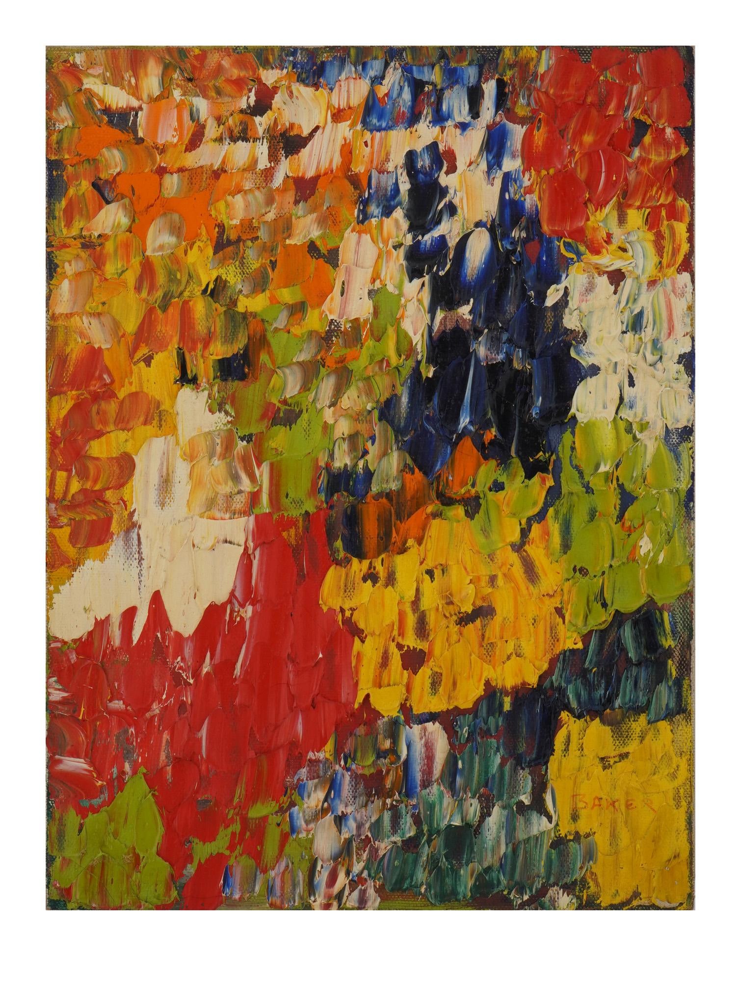 MID CENT AMERICAN ABSTRACT PAINTING SIGNED BAKER (1 of 6)