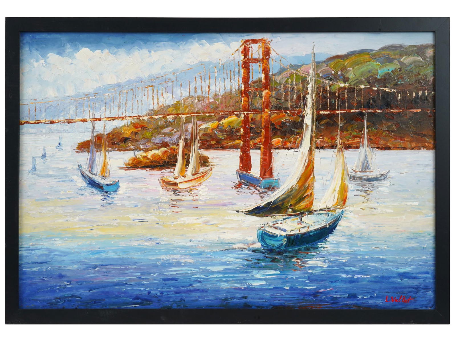 IMPRESSIONIST SEASCAPE ACRYLIC PAINTING SIGNED (1 of 4)