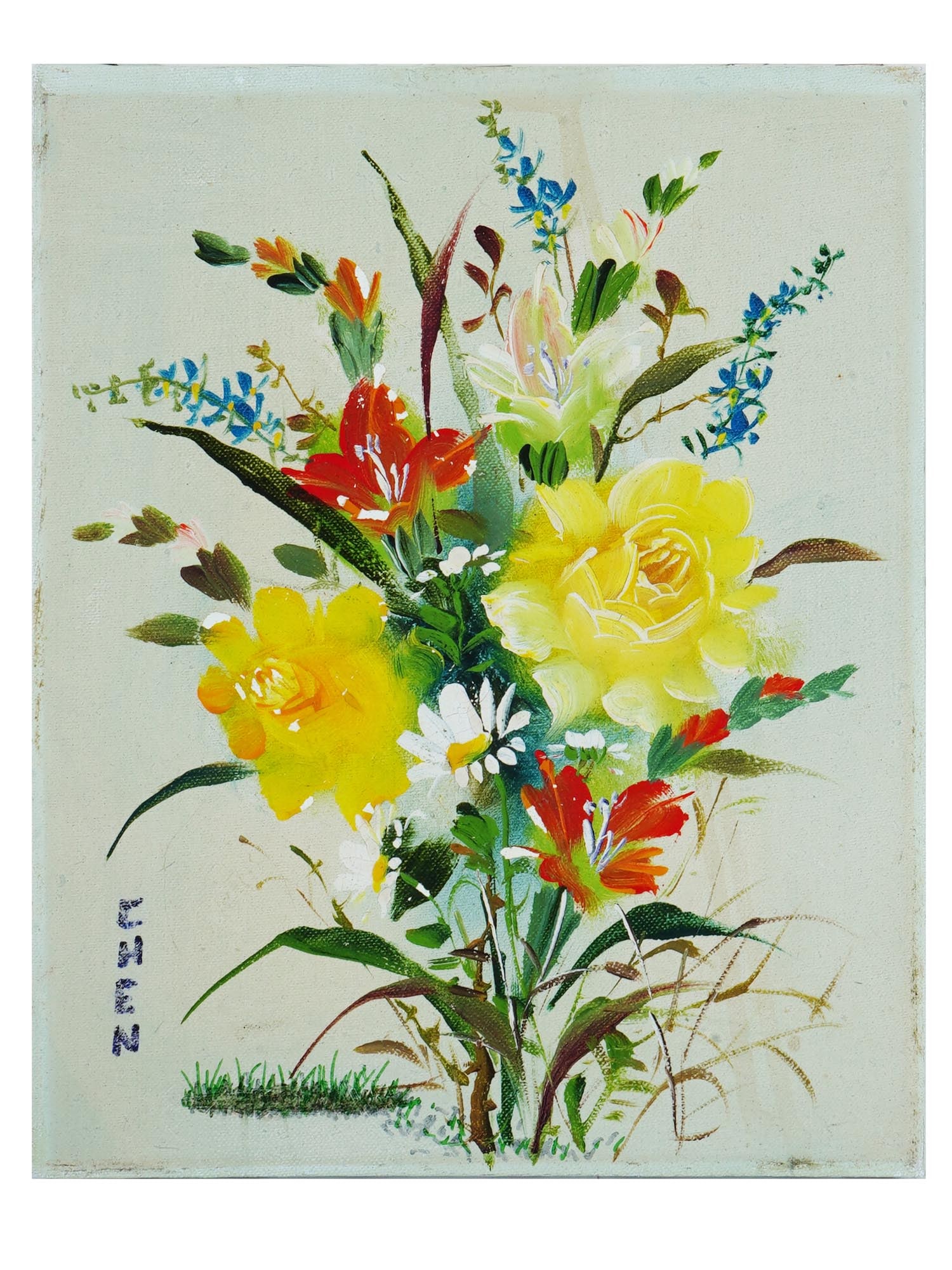 STILL LIFE MIXED MEDIA PAINTING SIGNED GEORGETTE CHEN (1 of 5)