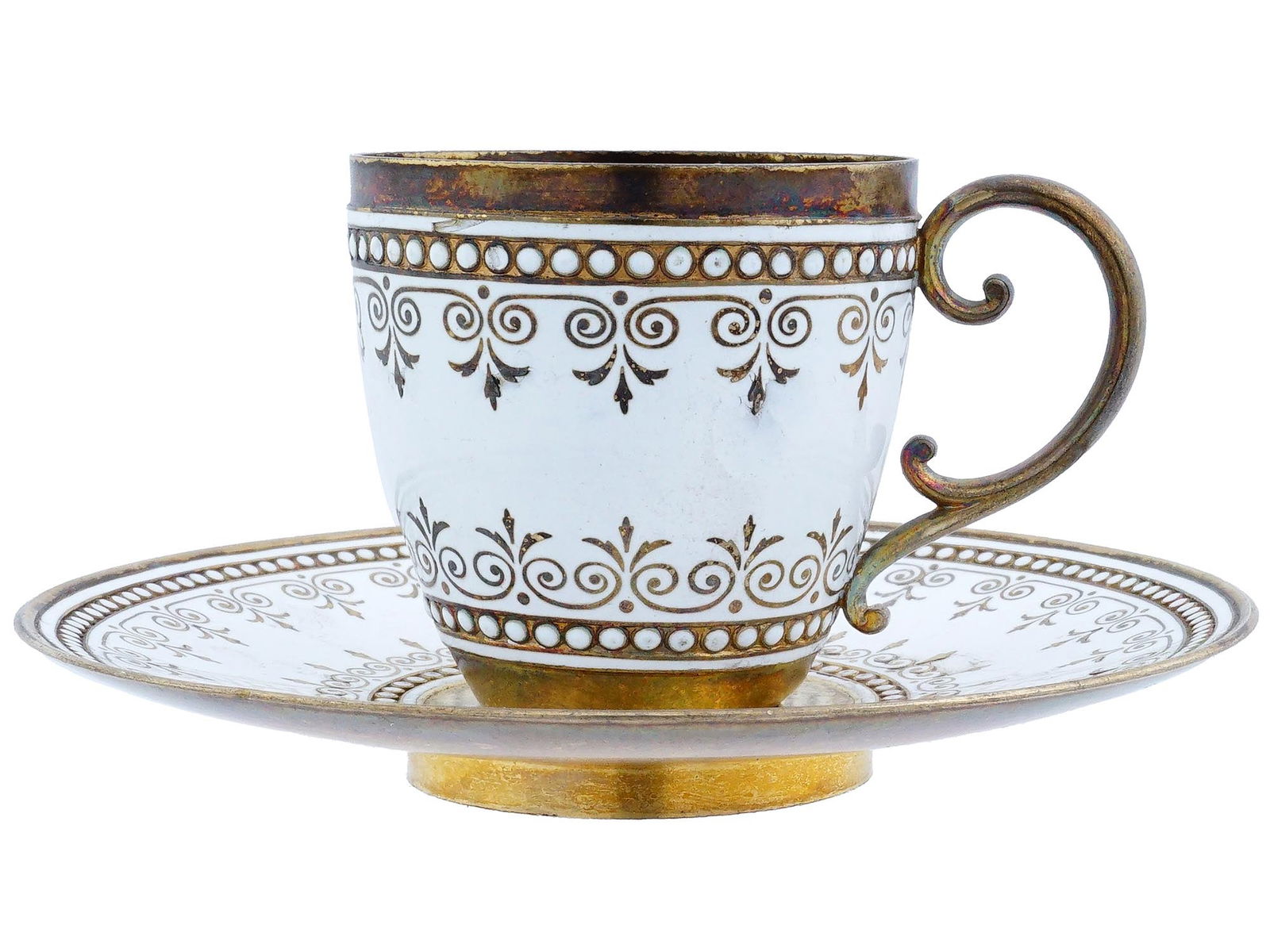 ANTIQUE NORWEGIAN SILVER ENAMEL CUP AND SAUCER (1 of 9)