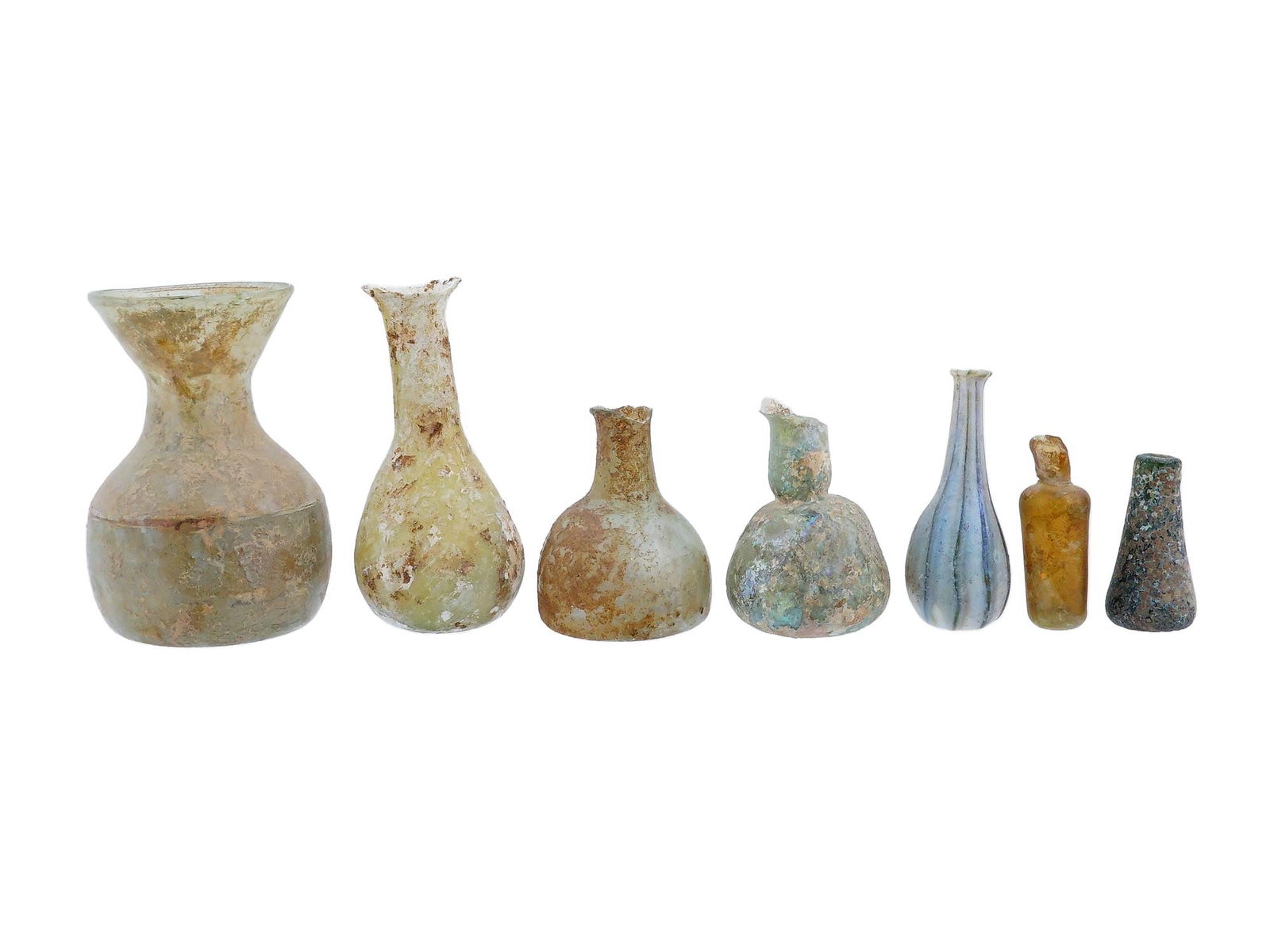 COLLECTION OF SEVEN ANCIENT GLASS PERFUME BOTTLES (1 of 14)