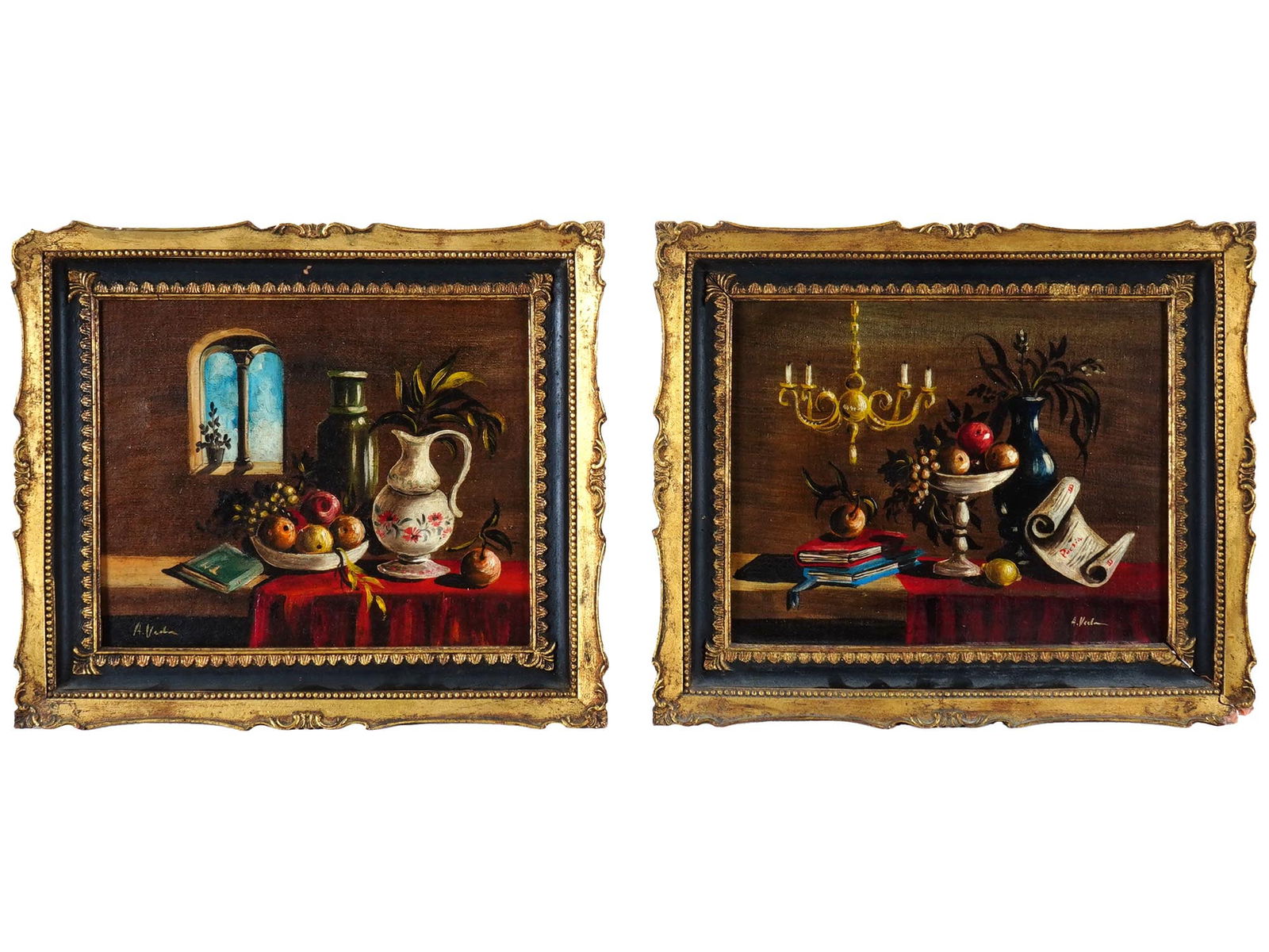 MID CENTURY OIL PAINTINGS SIGNED A. VIDA STILL LIFE (1 of 8)