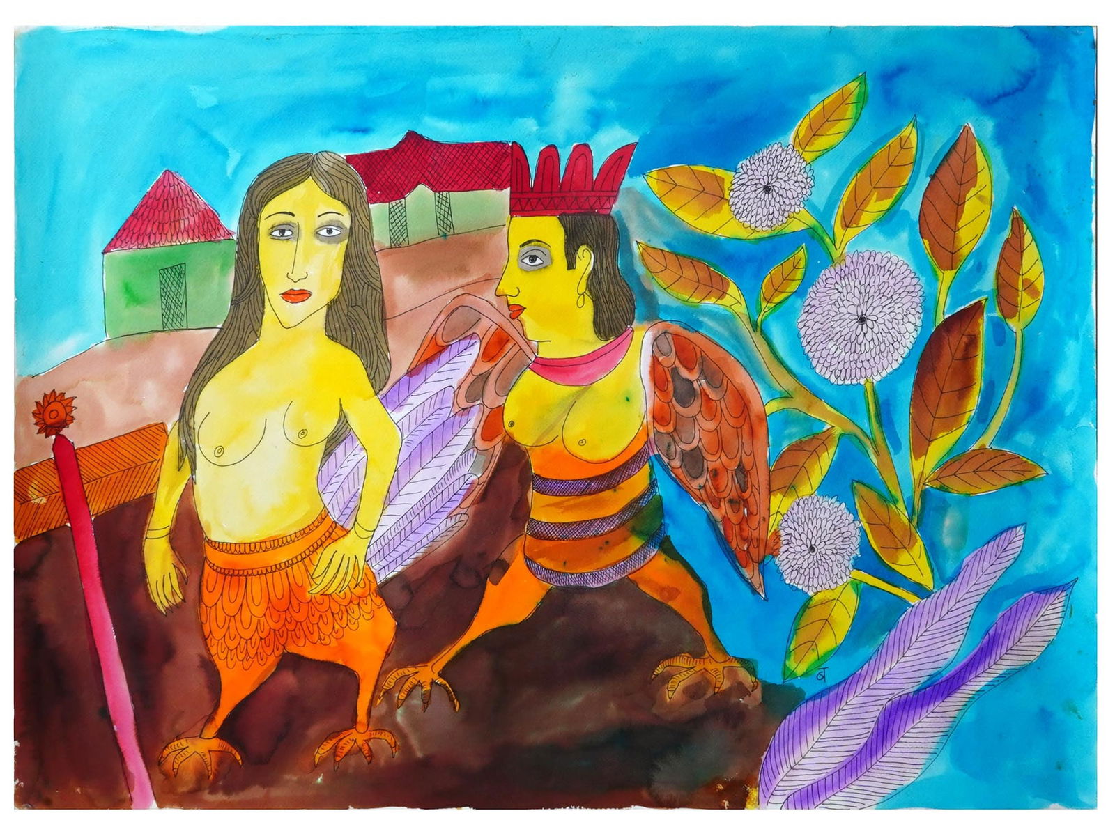 ATTR TO BADRI NARAYAN INDIAN WATERCOLOR PAINTING (1 of 5)