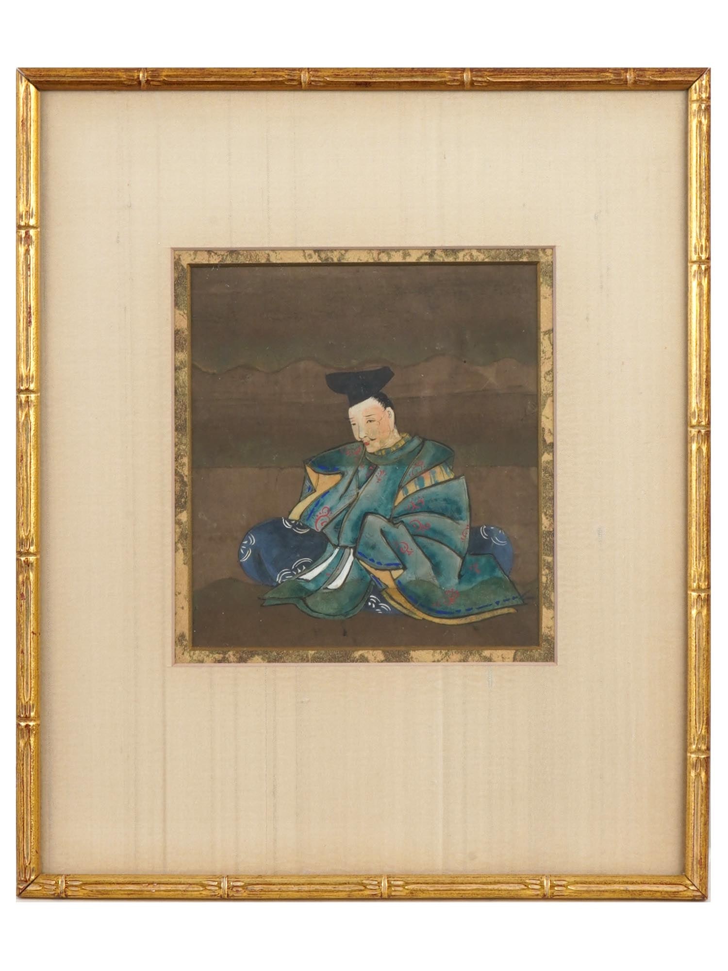 ANTIQUE JAPANESE MIXED MEDIA PAINTING ROYAL PORTRAIT (1 of 3)