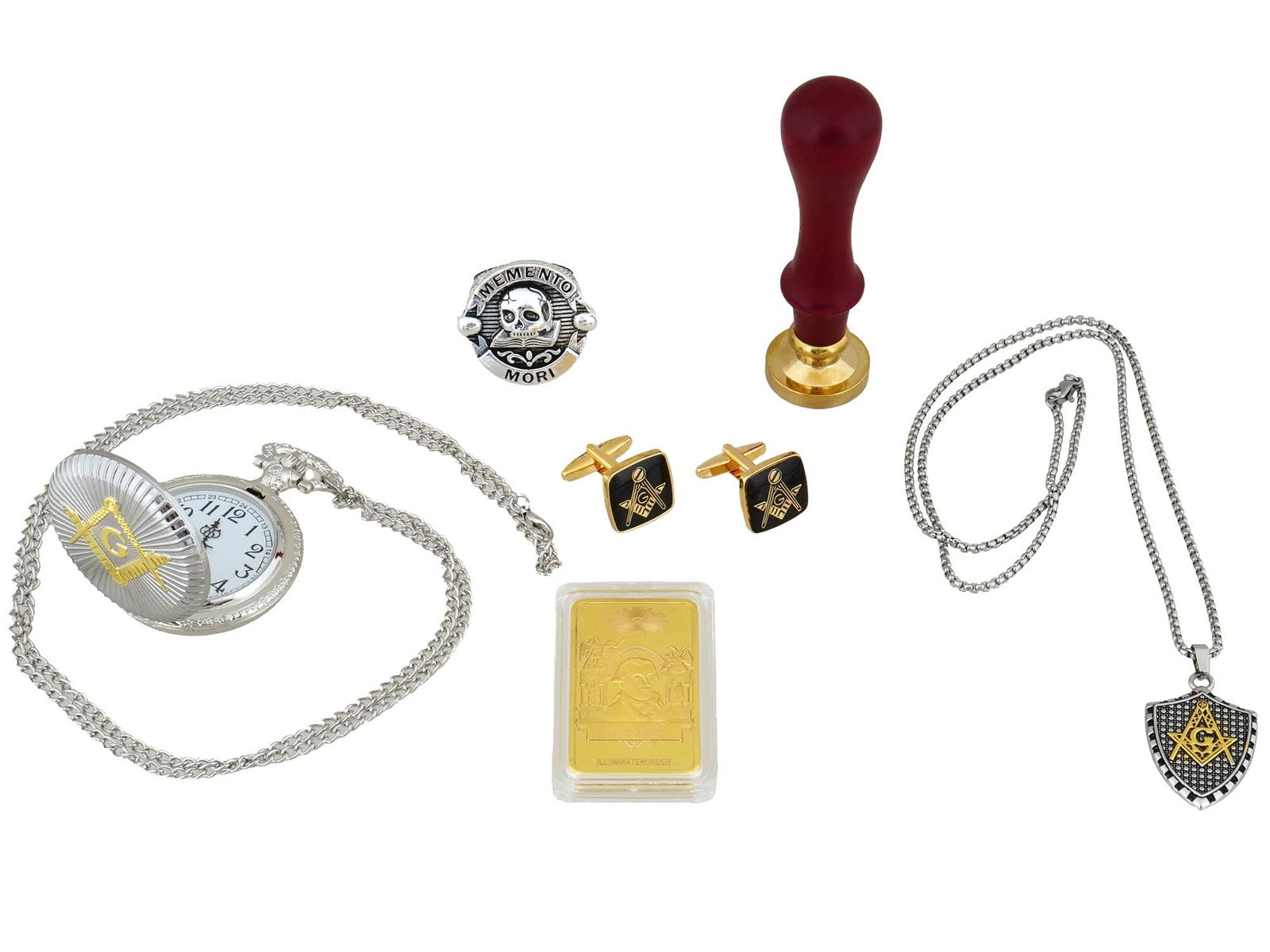 MASONIC CUFFLINKS RING POCKET WATCH SHIELD PENDANT (1 of 7)