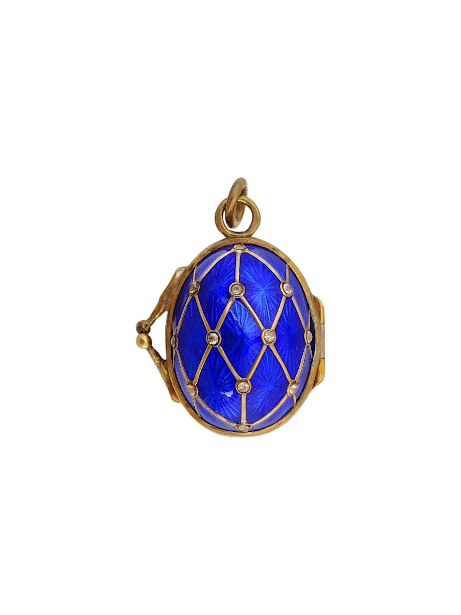 RUSSIAN SILVER GUILLOCHE ENAMEL EASTER EGG PENDANT (1 of 6)