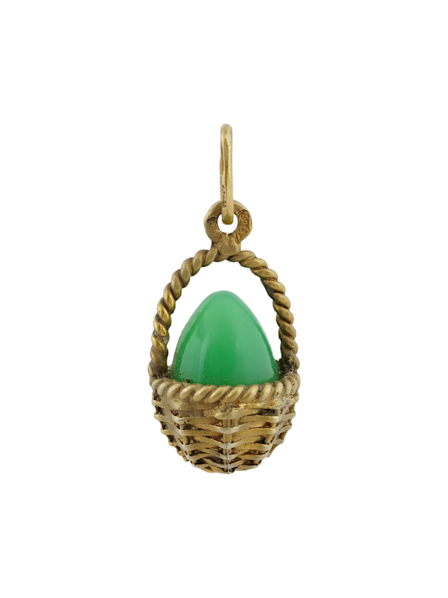 RUSSIAN GILT SILVER BASKET JADE EASTER EGG PENDANT (1 of 5)