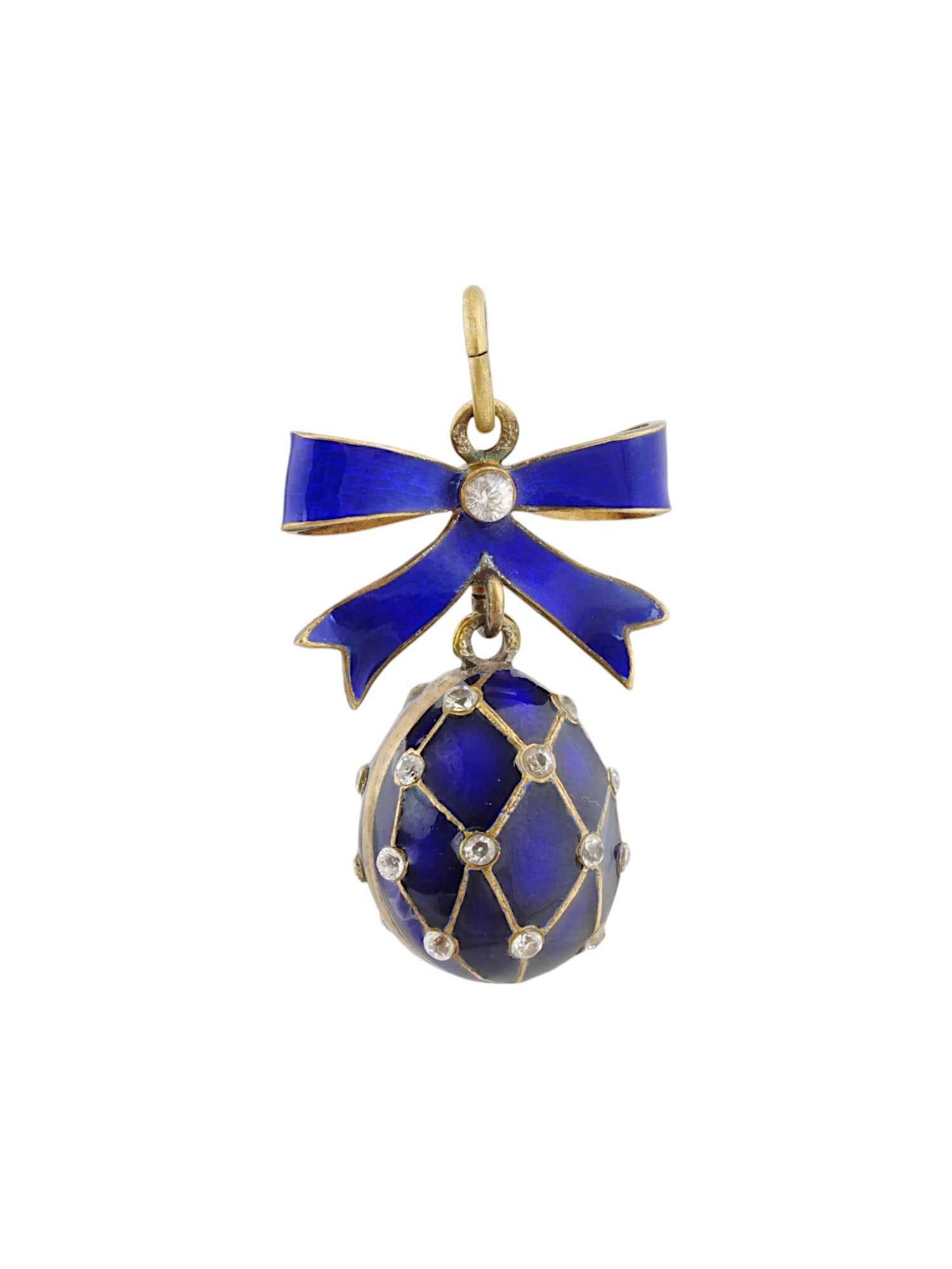 RUSSIAN GILT SILVER AND ENAMEL EASTER EGG PENDANT (1 of 5)