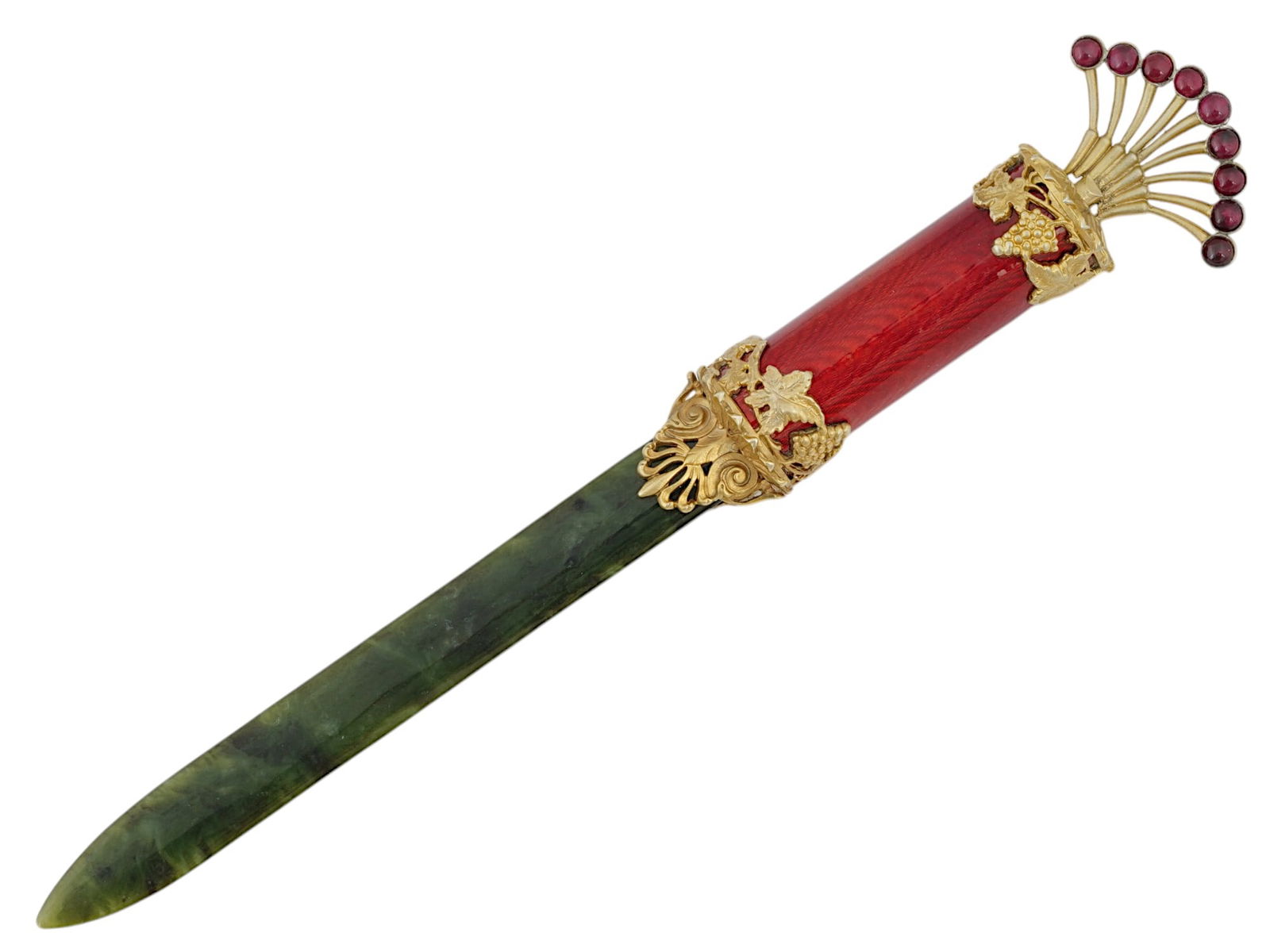 RUSSIAN GILT SILVER ENAMEL GEMSTONE LETTER OPENER (1 of 4)