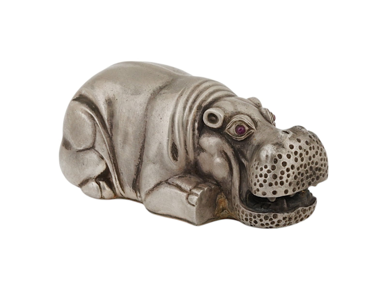 RUSSIAN 84 SILVER HIPPO FIGURINE WITH RUBY EYES (1 of 8)