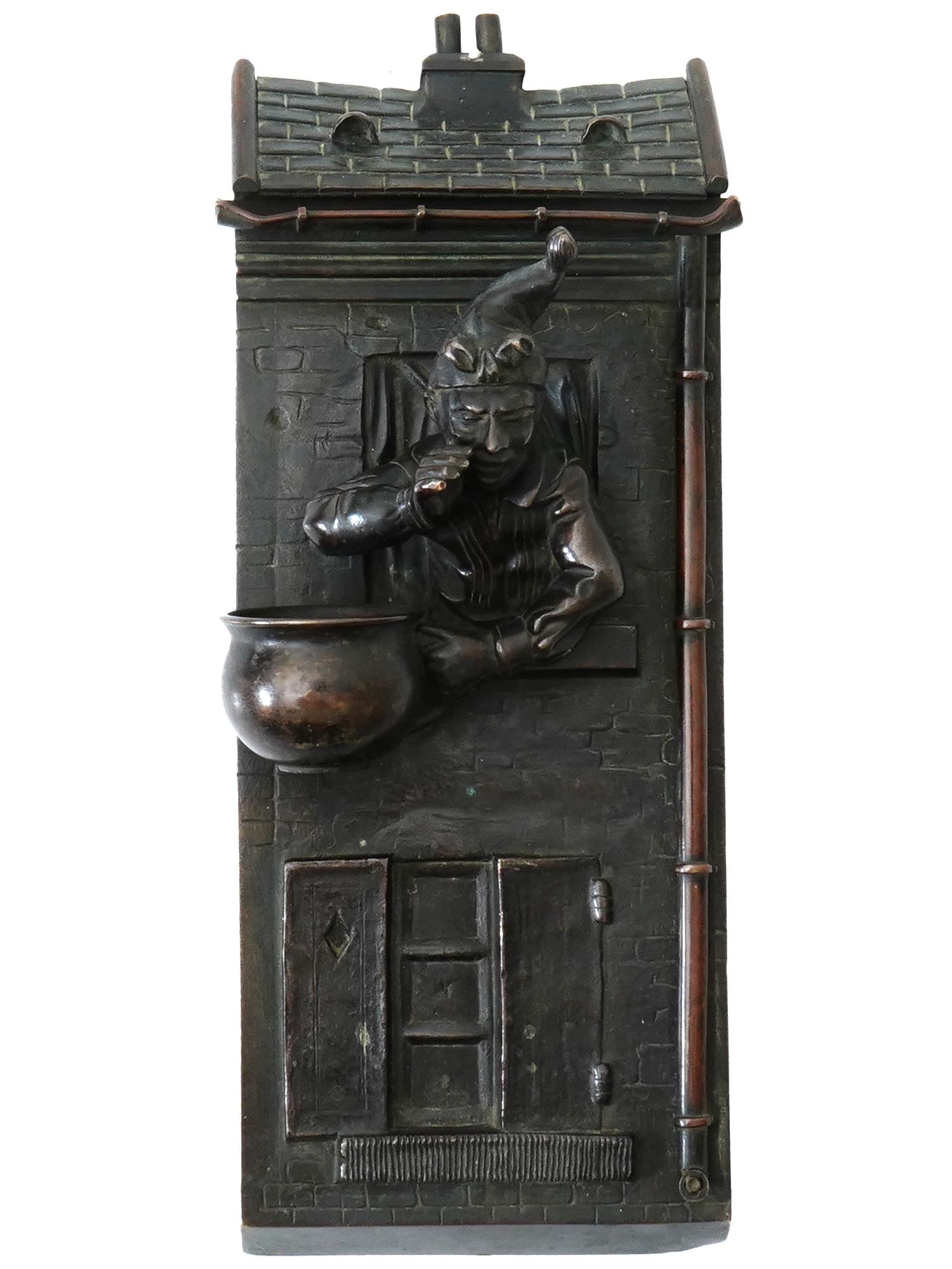 BROWN PATINA BRONZE PYROGEN SCULPTURAL WALL PLAQUE (1 of 3)