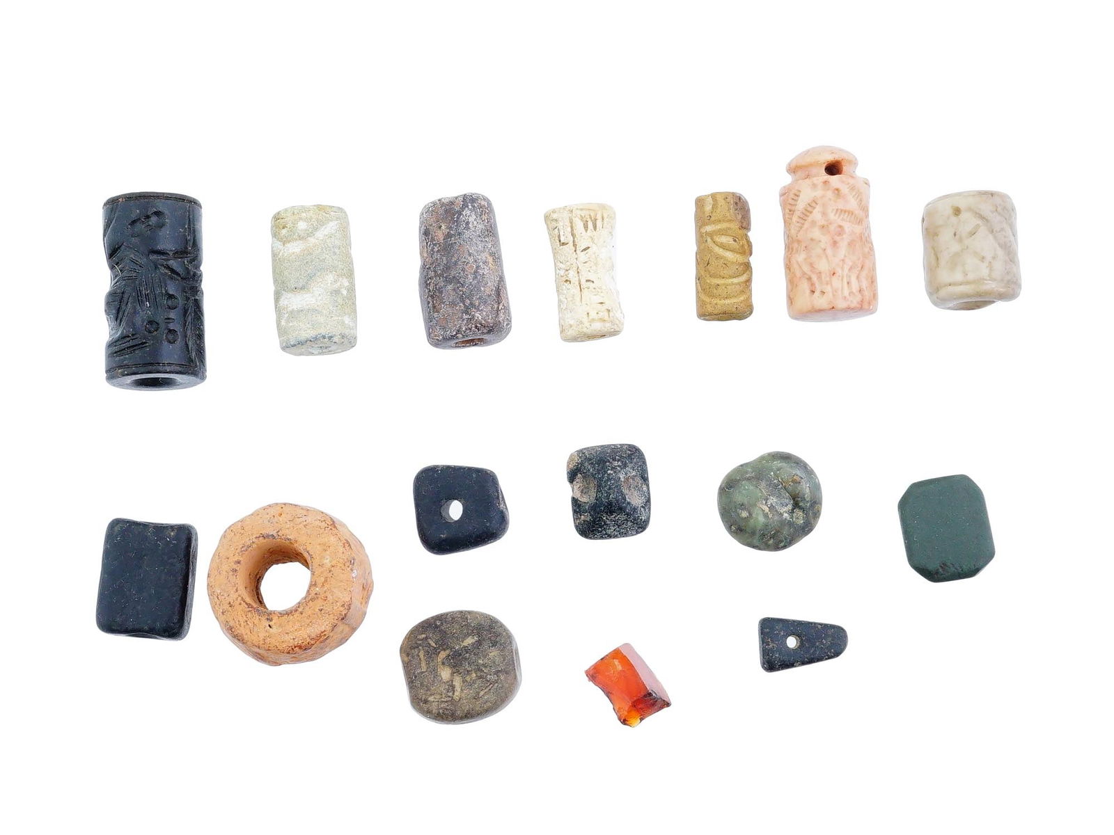 16 ANCIENT NEAR EASTERN SUMERIAN STONE SEAL BEADS (1 of 4)