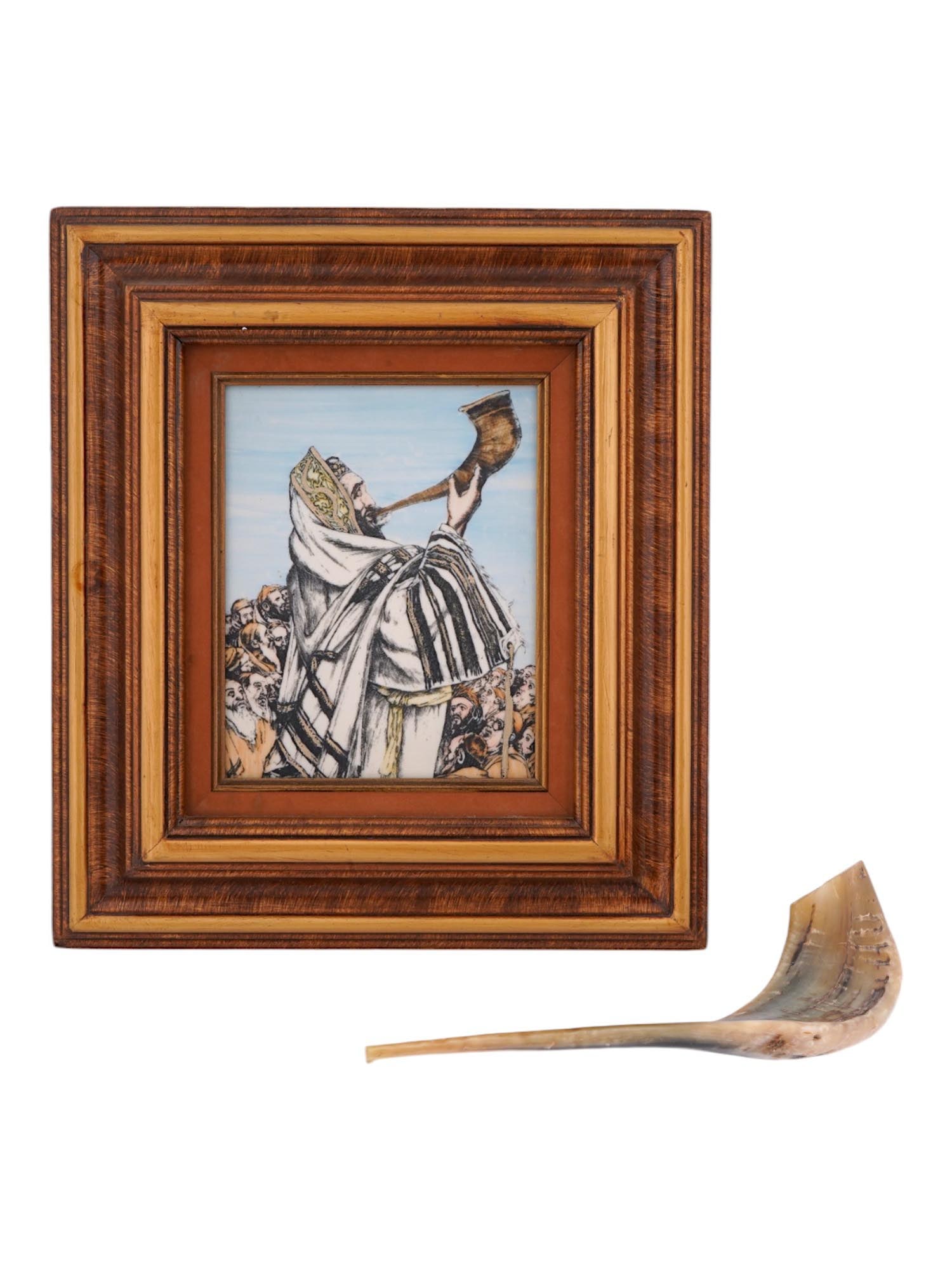 SAUL RASKIN JUDAICA ENGRAVING BLOCK AND SHOFAR TRUMPET (1 of 6)