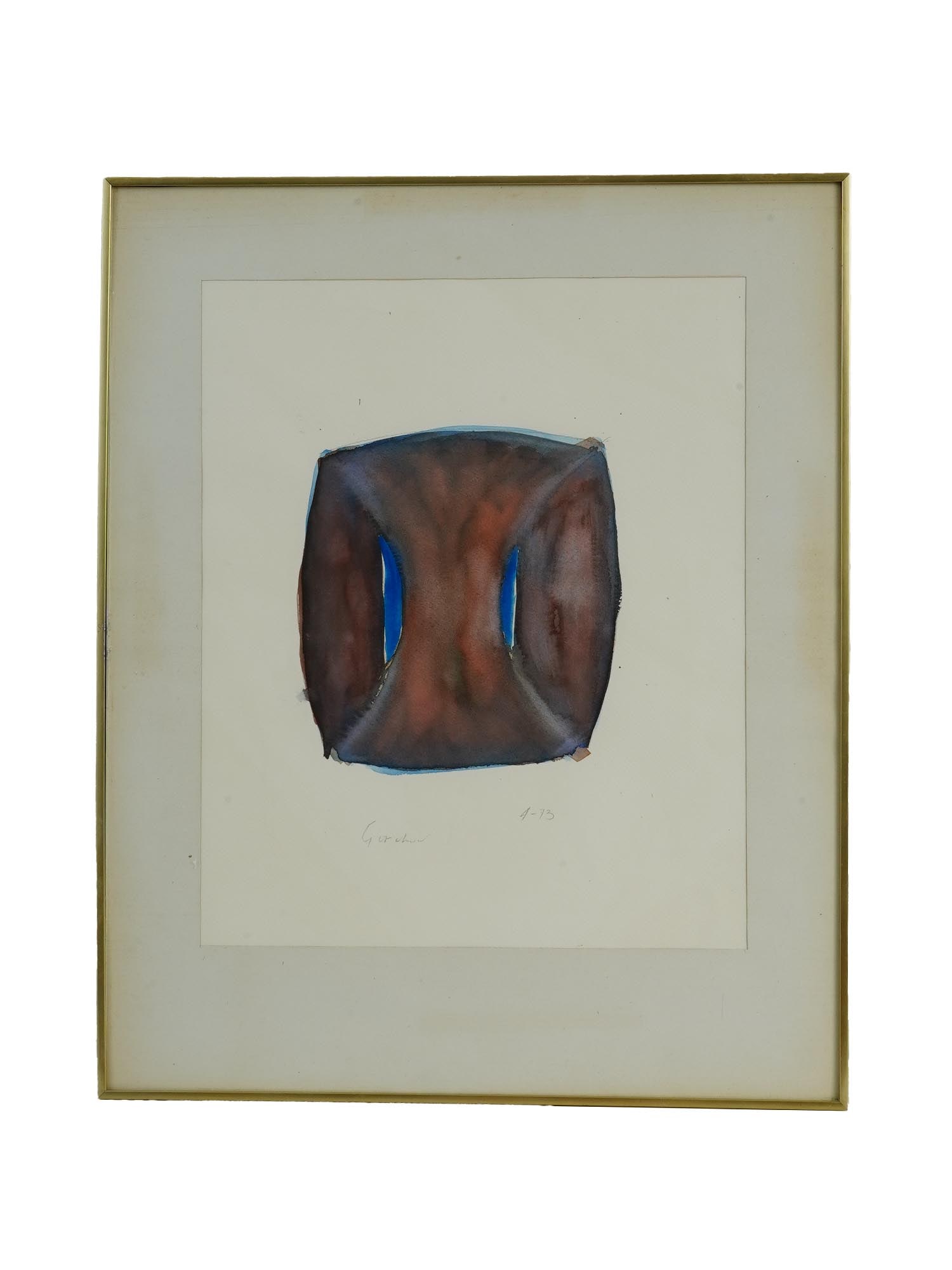 RON GORCHOV AMERICAN ABSTRACT WATERCOLOR PAINTING: Watercolor on paper painting by Ron Gorchov, 1930 to 2020, an American artist based in NYC and associated with Manhattan-based abstract artists, such as Frank Stella, Richard Tuttle, and Ellsworth Kel