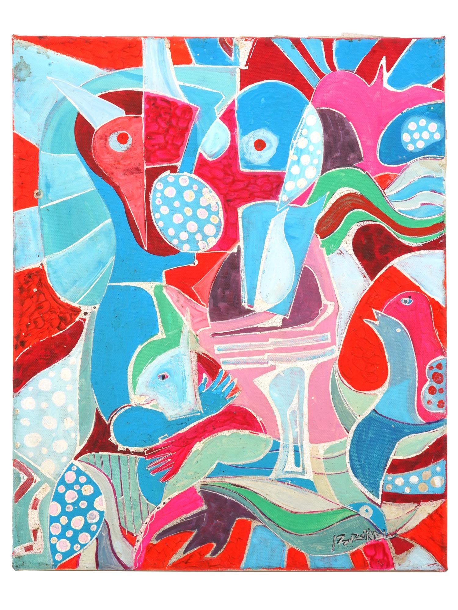 FIGURATIVE ACRYLIC PAINTING SIGNED PEDRO CORONEL (1 of 7)