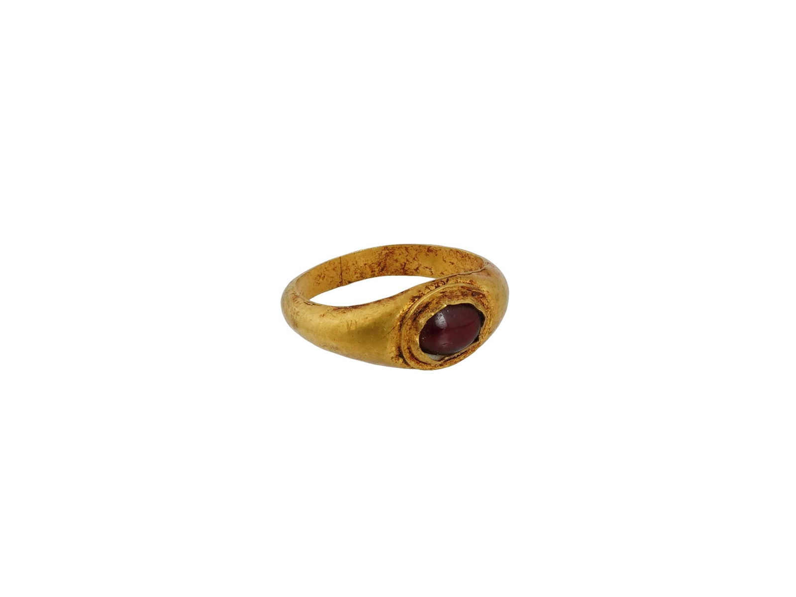 ANCIENT ROMAN GOLD RING WITH GARNET STONE 100 TO 300 AD (1 of 4)