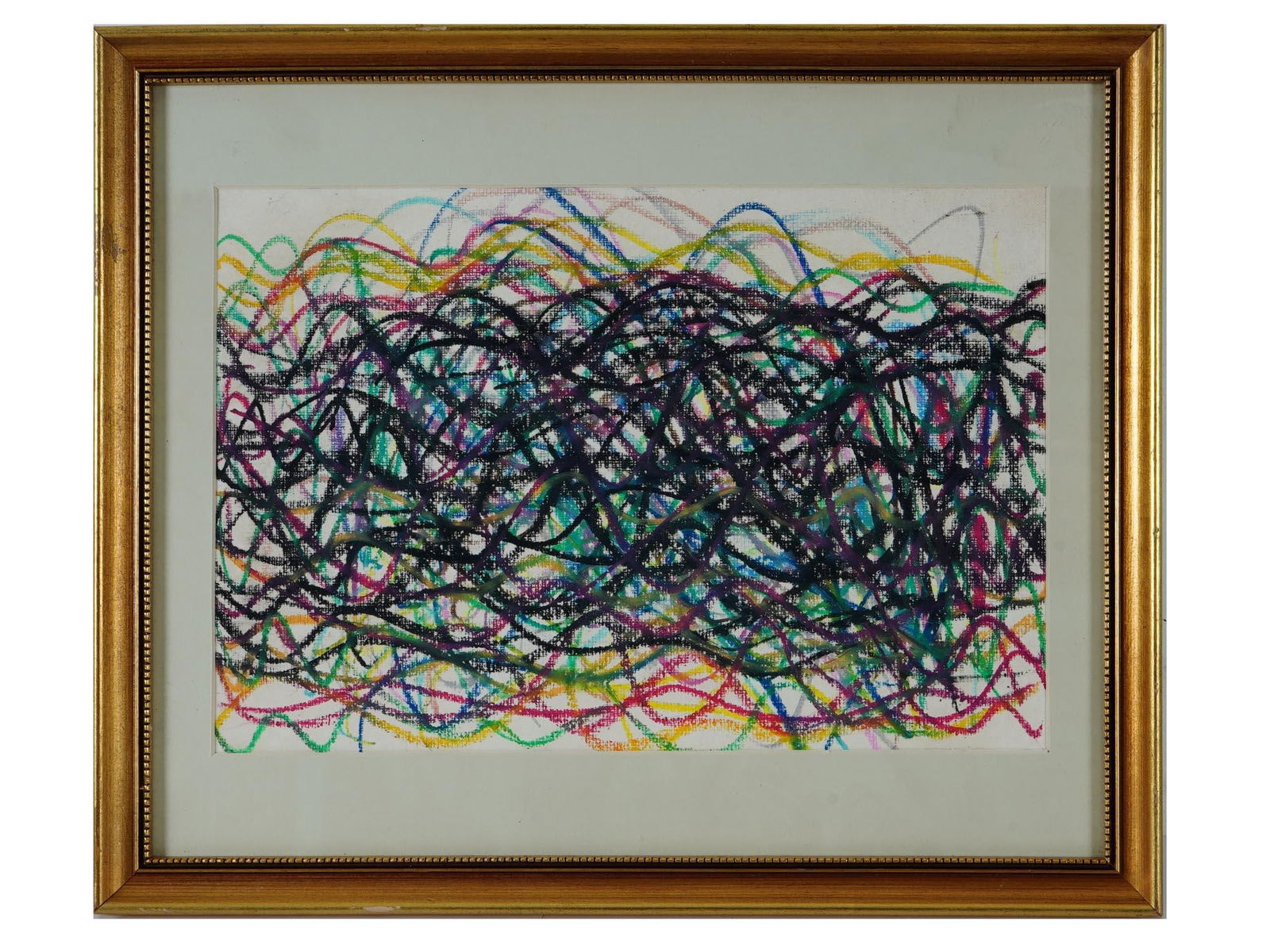 MODERNIST OIL CRAYON ABSTRACT COMPOSITION PAINTING (1 of 3)