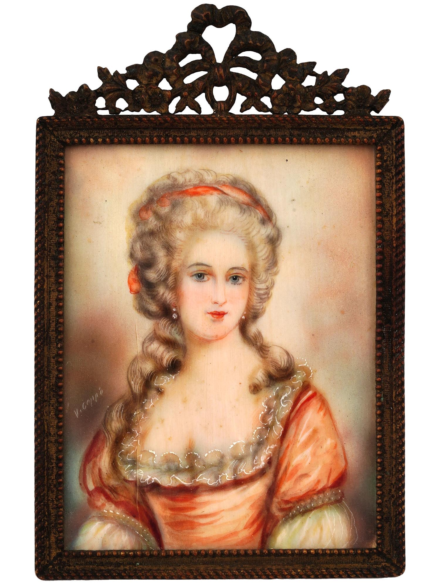 ANTIQUE FRENCH MINIATURE PORTRAIT PAINTING SIGNED (1 of 5)