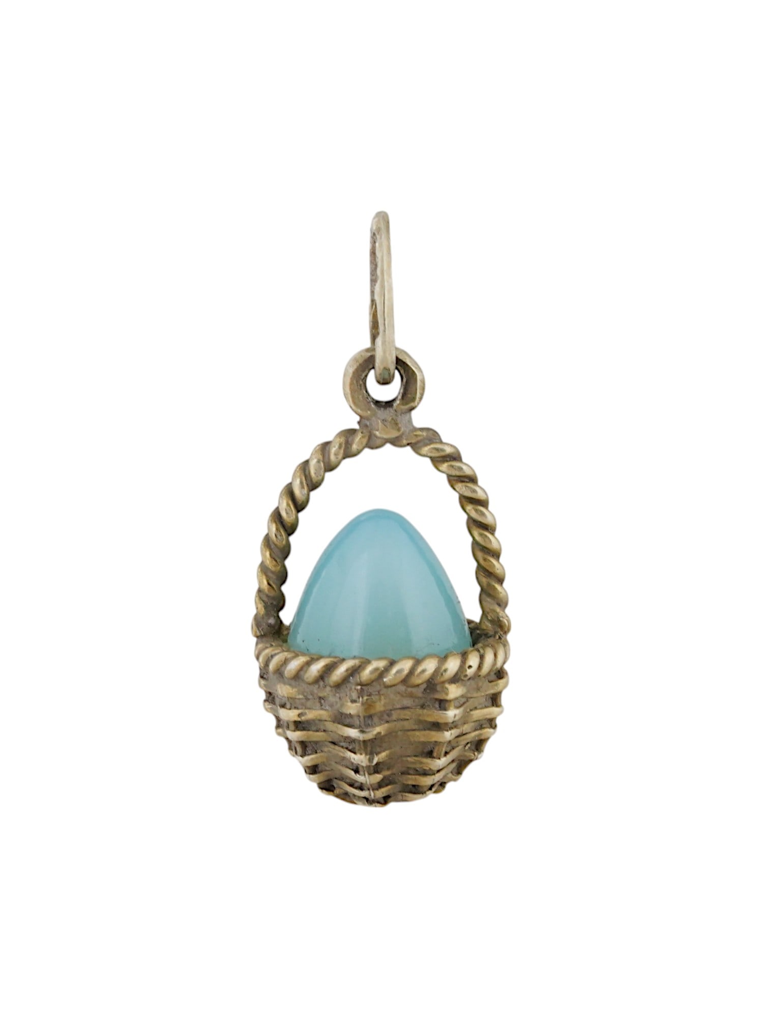 RUSSIAN GILT SILVER BLUE CHALCEDONY EASTER EGG PENDANT (1 of 5)